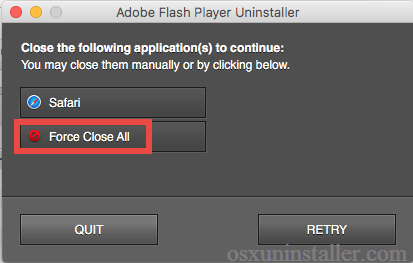 uninstall adobe flash player install manager mac