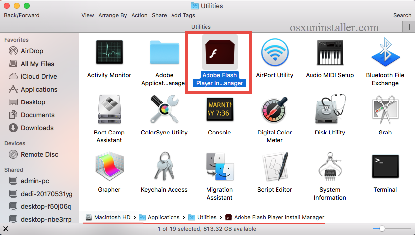 uninstall adobe flash mac os x yosemite