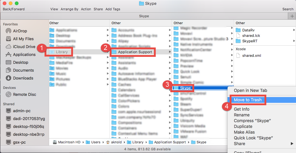 How to clear contacts library mac application support