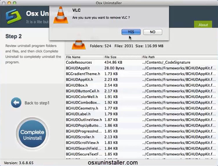 remove VLC with Osx Uninstaller