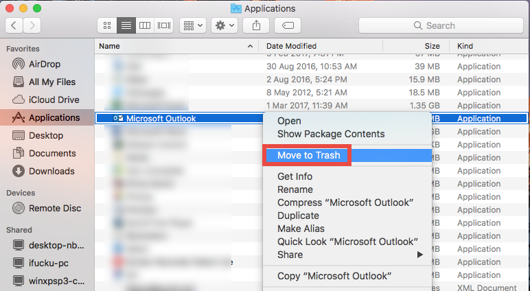 how to uninstall outlook 2016 on mac