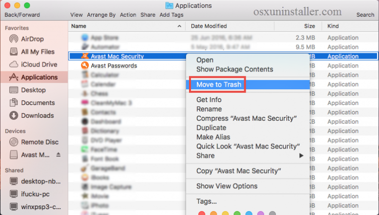how to uninstall avast mac security when its always open