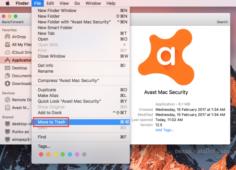 uninstall avast mac security 2016