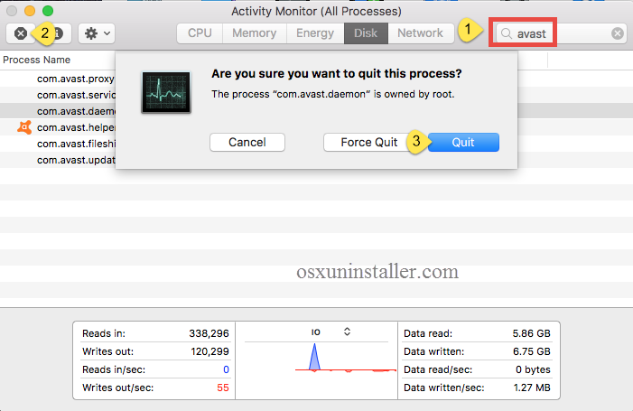 for quit avast mac