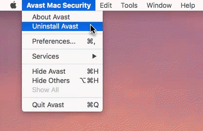 uninstall avast mac security