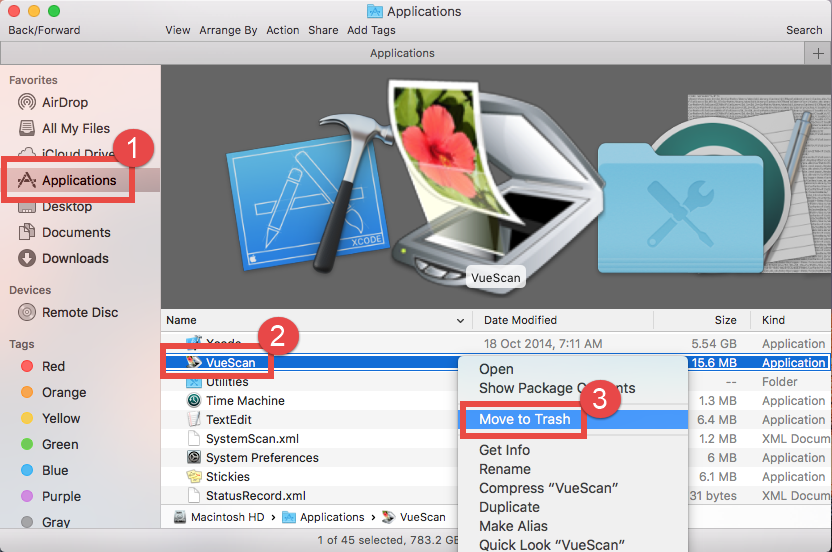 delete VueScan to the Trash (2)