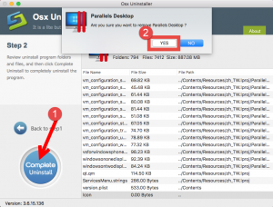 uninstall parallels