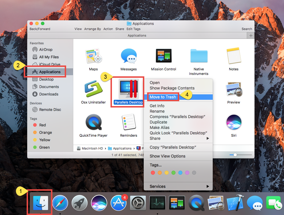 how to delete parallels on mac