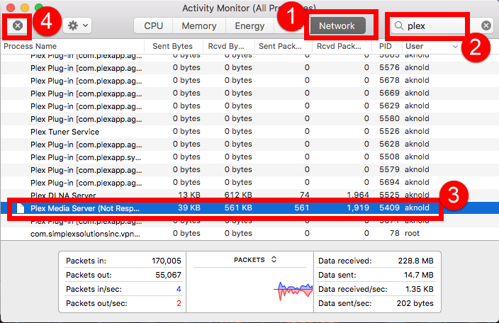 manually stop plex media server mac web server