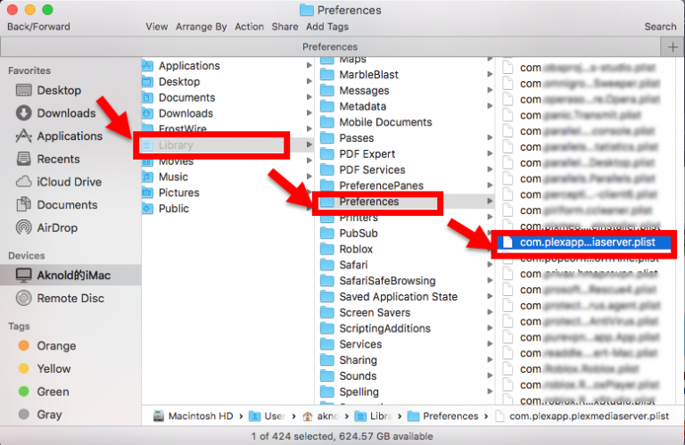 where are the logs stored for plex media server running on mac os x