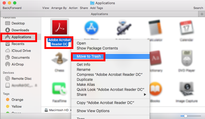 Uninstall Adobe Acrobat Reader for Mac 3