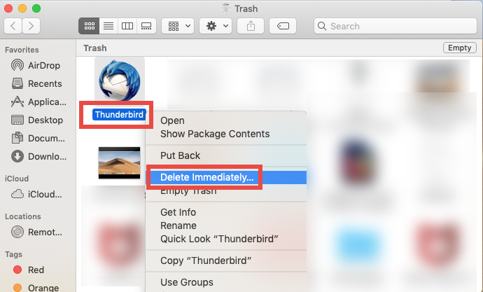 uninstall thunderbird for mac