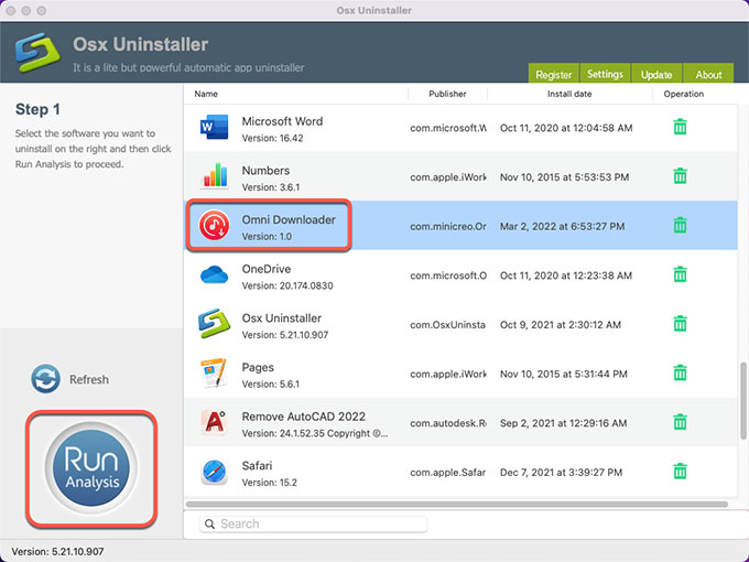 uninstall Omni Downloader with Osx Uninstaller