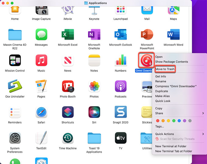 uninstall Omni Downloader for mac